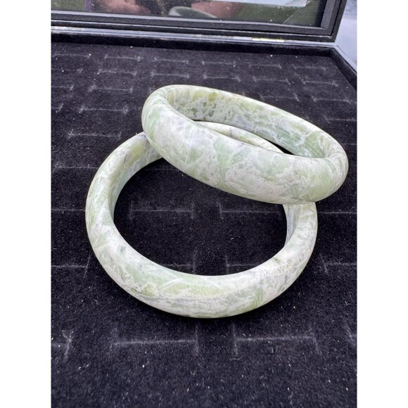 Lot of 2 Jade Bangles - 62.3 and 62.8mm Across - Jewelry Store Closeout Lot #12 - Picture 5 of 5
